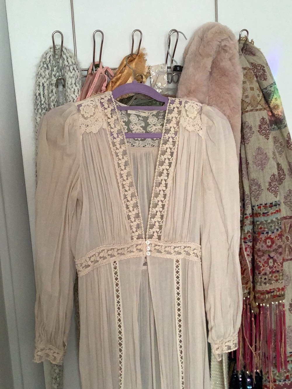 NWOT SPELL Le gauze Long Sleeve Lace-Trim duster S